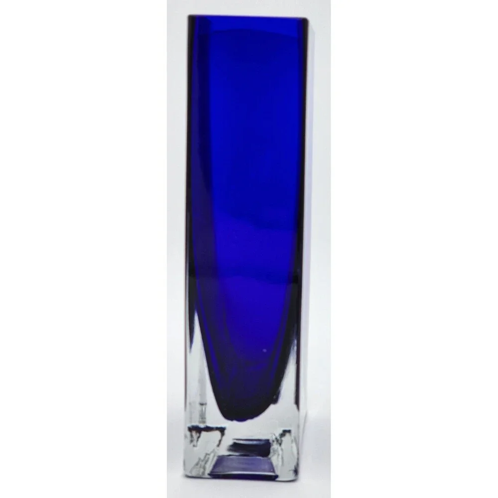 Vintage Sommerso Vase ~ Beautiful Cobalt Blue & Clear Glass